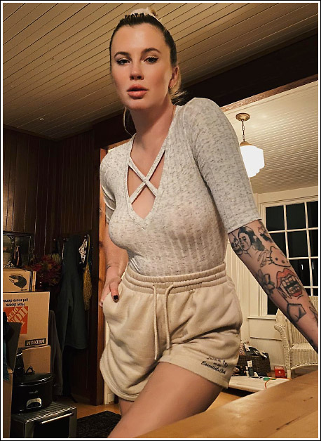 Ireland Baldwin Boobs covers with (I voted stickers) ahead of US Elections