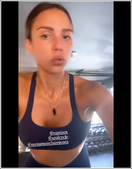 Popoholic » Blog Archive » Jessica Alba's Massive Boobs Bouncing Around  Like Bananas While Exercising On A Bike!