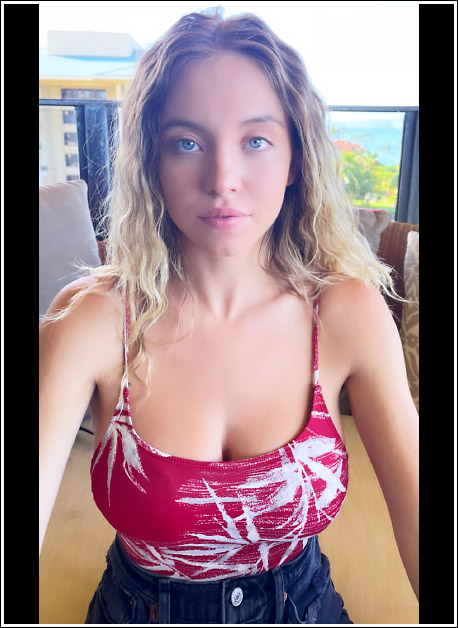 Popoholic » Blog Archive » Sydney Sweeney Busting Out Her Ginormous Boobs/Cleavage  In A Skimpy Swimsuit Like Bananas!